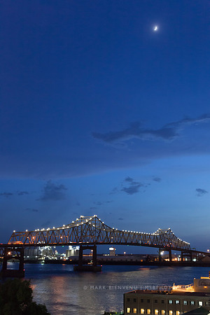 Moon over the Mississippi River