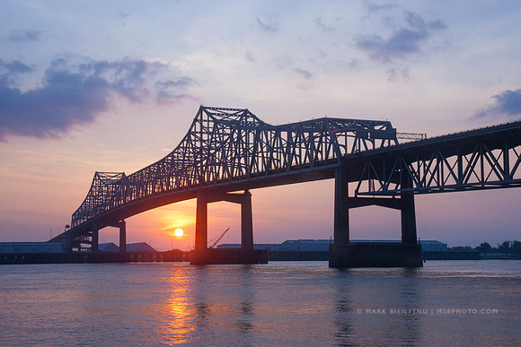 Mississippi River Bridge Sunset